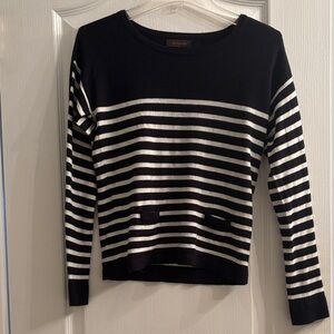 The Limited Black and White Striped Crew Neck Sweater